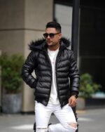 کاپشن چرم کلاهدار - Image 3