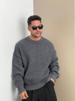 بافت باکسی یقه گرد - Image 4