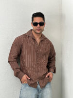 پیراهن مردانه راه راه مودال 1061 - Image 2